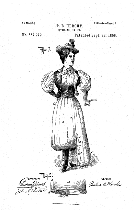P. B. Hercht's cycling skirt patent, 1896