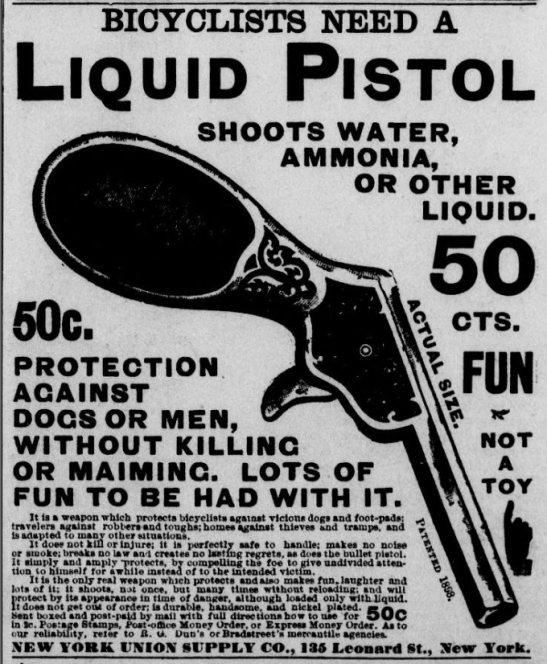 An advertisement for the Liquid Pistol from the Republican News Item (Laport, Pa.), 25 Aug. 1898.